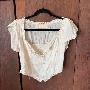 Jen's Pirate Booty Cream Button-Up Blouse